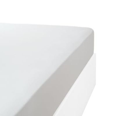 Drap housse jersey extensible en coton blanc 180x200 cm | Maisons du Monde