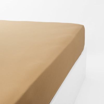 Drap housse jersey extensible en coton caramel 160x200 cm | Maisons du Monde