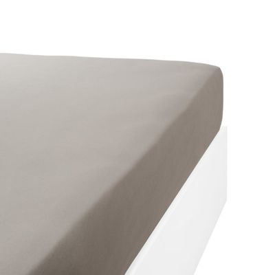 Drap housse jersey extensible lit double en coton gris 100x200 cm | Maisons du Monde