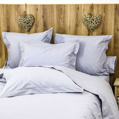 Parure housse de couette percale 200 fils en coton gris 240x260 cm | Maisons du Monde