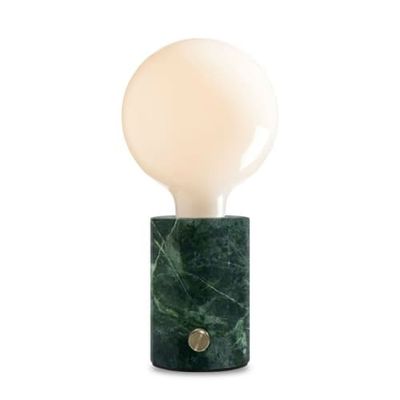 Lampe à poser variateur ampoule LED globe opaque marbre H25,5cm | Maisons du Monde