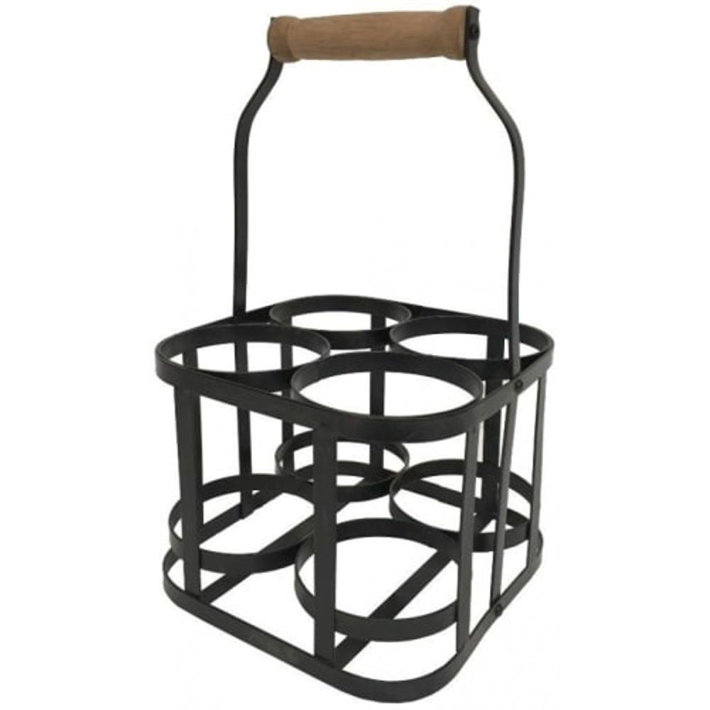 Porte bouteilles à poser en fer anse bois de style ancien | Maisons du Monde