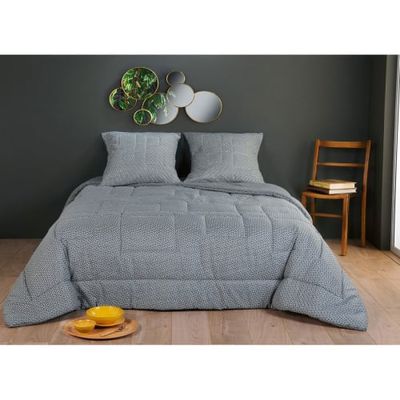 Jeté de lit matelassé à motifs géométriques polyester gris 240x180 | Maisons du Monde