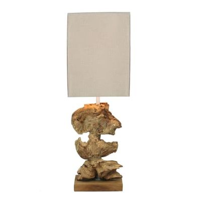 Lampe à poser en bois blanchi 15x15x45cm | Maisons du Monde