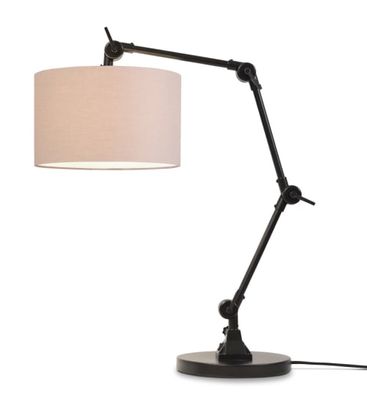 Lampe de table noire flexible et abat-jour beige H100cm | Maisons du Monde