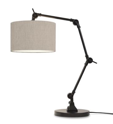Lampe de table noire flexible et abat-jour gris clair H100cm | Maisons du Monde