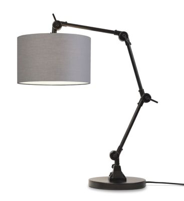 Lampe de table noire flexible et abat-jour gris H100cm | Maisons du Monde