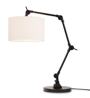 Lampe de table noire flexible et abat-jour blanc H100cm | Maisons du Monde