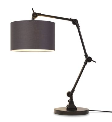 Lampe de table noire flexible et abat-jour gris foncé H100cm | Maisons du Monde