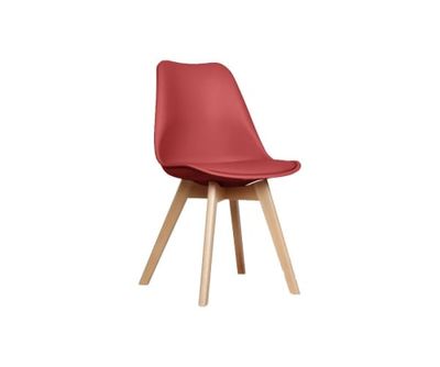 Chaise scandinave avec coussin rouge | Maisons du Monde