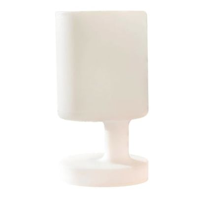 Lampe de table sans fil pied excentré plastique blanc H28cm | Maisons du Monde
