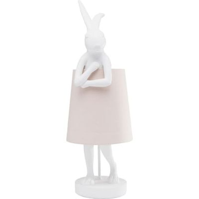 Lampe lapin blanc en polyrésine et abat-jour en lin | Maisons du Monde