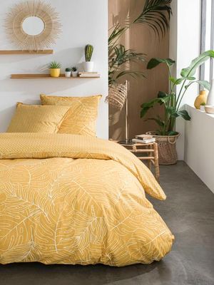 Parure de lit 2 personnes imprimé floral en Coton Jaune 240x260 cm | Maisons du Monde