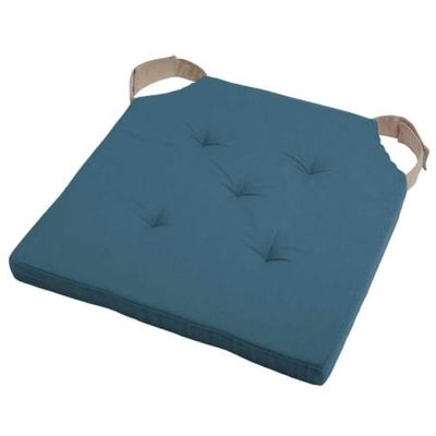 Coussin de chaise attaches scratchs pétrole lin 38x38 | Maisons du Monde