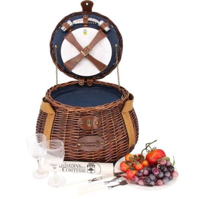 Panier pique-nique rond en osier Tuileries bleu foncé 2 personnes | Maisons du Monde