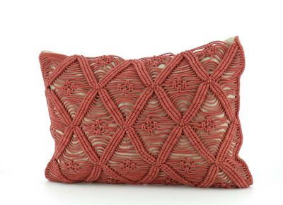 Coussin 35x50 cm en coton zip terracotta | Maisons du Monde