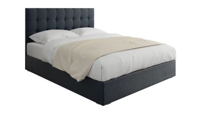 lit en velours gris anthracite 160x200 avec sommier et tête de | Maisons du Monde