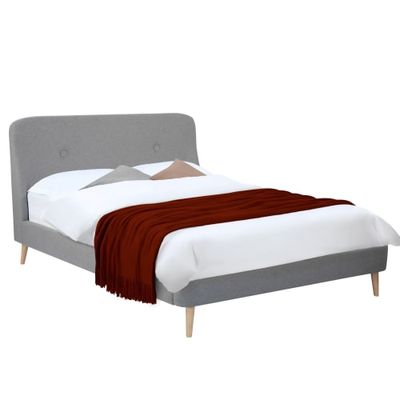 Lit double 160x200 cm en tissu gris | Maisons du Monde