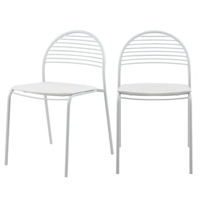 Chaise en métal blanc avec coussin (x2) intérieur/extérieur | Maisons du Monde