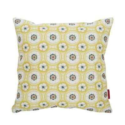 Housse de coussin extérieur imprimé graphique jaune 45x45 | Maisons du Monde