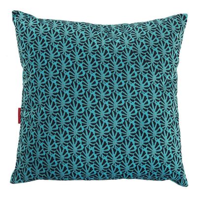 Housse de Coussin velours imprimé graphique bleu 45x45 cm | Maisons du Monde