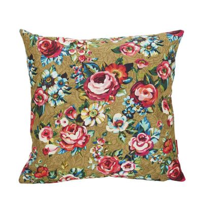 Housse de coussin extérieur imprimé fleuri doré 45x45 | Maisons du Monde