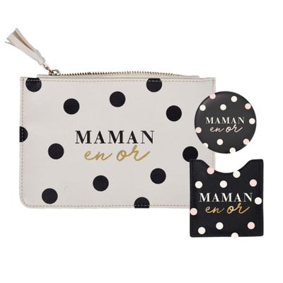Lot pochette et miroir maman en or | Maisons du Monde