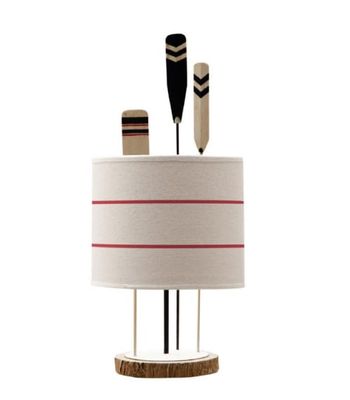 Lampe à poser 3 pagaies avec abat-jour lin blanc H63cm | Maisons du Monde