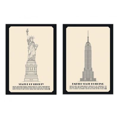 DUO AMERICAN MONUMENTS -  2 Affiches d'art 30 x 40 cm | Maisons du Monde