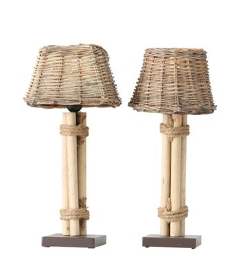 Set de 2 lampes à poser abat-jours bois esprit bord de mer | Maisons du Monde
