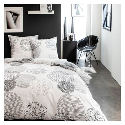 Parure de lit zippée 2 personnes imprimé en Coton Blanc 240x260 cm | Maisons du Monde