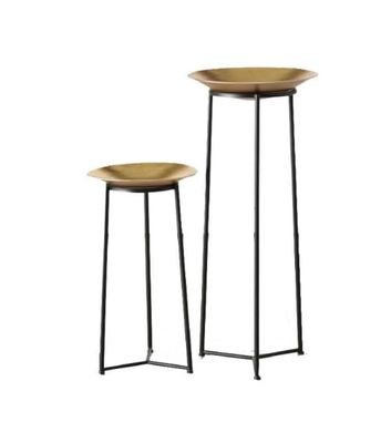 Set de 2 sellettes en métal noir et coupelles dorées | Maisons du Monde