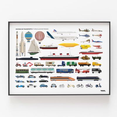 Affiche d'art Moyens de transports et véhicules de France 50 X 70 cm | Maisons du Monde