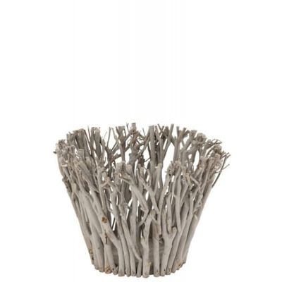 Bougeoir branches avec verre bois gris H30cm | Maisons du Monde