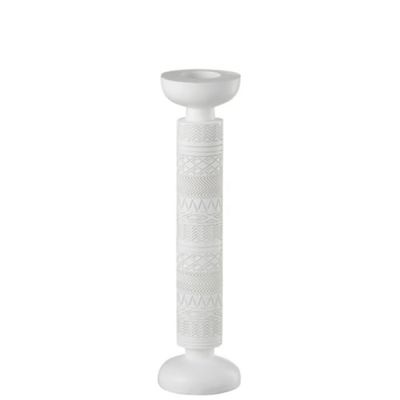 Bougeoir colonne Africaine résine blanc H42,5cm | Maisons du Monde