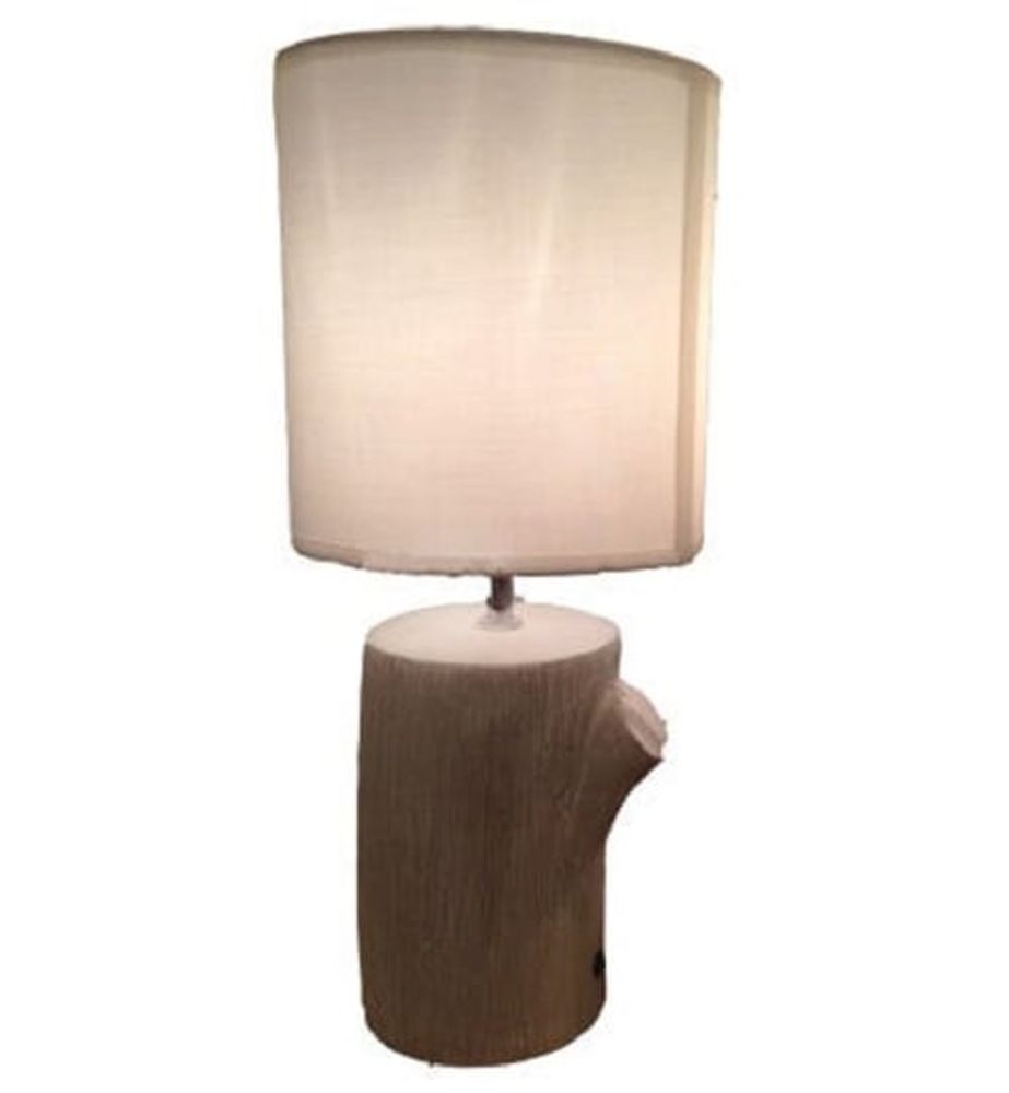 Lampe de table céramique abat-jour textile ivoire pied imitation wengé | Maisons du Monde