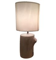 Lampe de table céramique abat-jour textile ivoire pied imitation wengé | Maisons du Monde