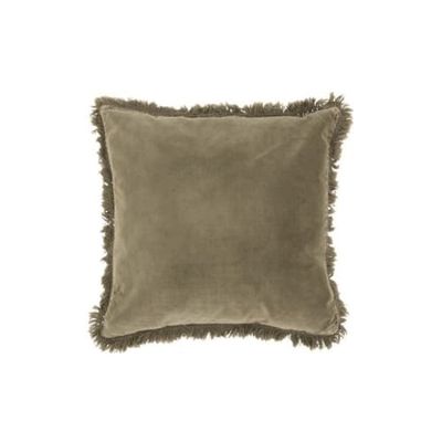 Coussin bord long coton/lin vert olive 45x45 | Maisons du Monde