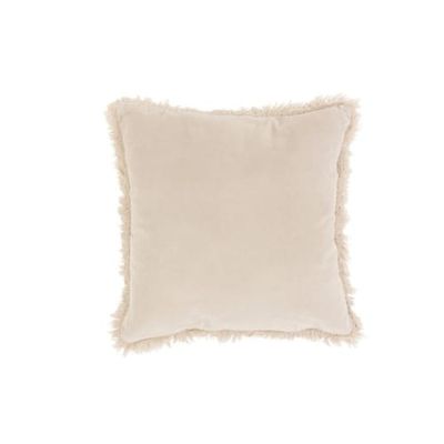 Coussin bord long coton/lin beige/gris 45x45 | Maisons du Monde