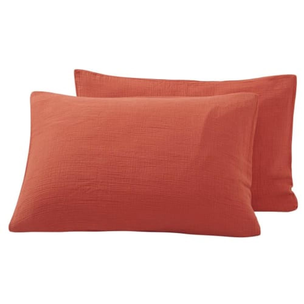 Lot de 2 taies en gaze coton  Terracota 50x70 cm | Maisons du Monde