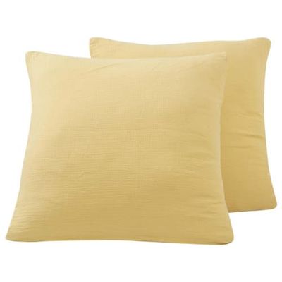 Lot de 2 taies en gaze coton  Miel 65x65 cm | Maisons du Monde