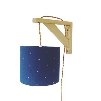 Lampe équerre double gaze bleu pois dorés cordon torsadé or | Maisons du Monde