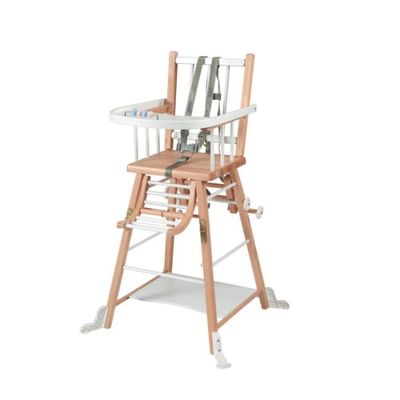 Chaise haute bébé en bois  bicolore blanc - 57x95 cm | Maisons du Monde