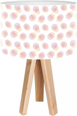 Lampe de chevet enfant trépied bois clair abat jour rose | Maisons du Monde