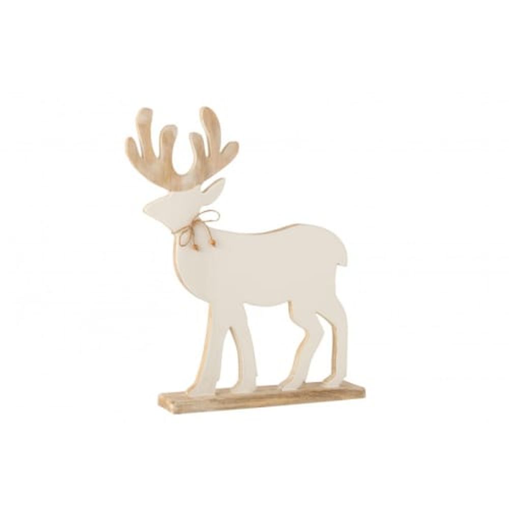 Renne sur pied bois de manguier blanc H56cm | Maisons du Monde