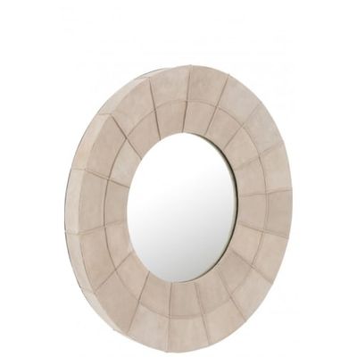 Miroir bord rond cuir beige D70 | Maisons du Monde
