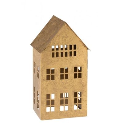 Bougeoir maison fer or H37cm | Maisons du Monde