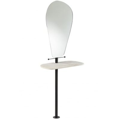 Miroir et planche mural marbre/métal/verre blanc/noir H169cm | Maisons du Monde