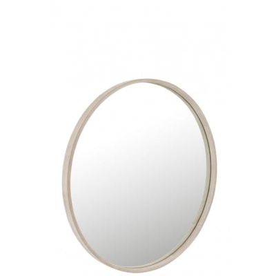 Miroir rond cuir beige D60 | Maisons du Monde