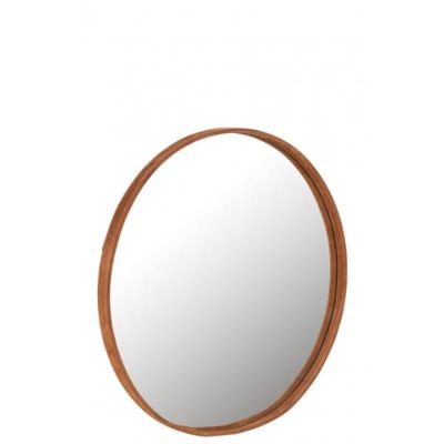 Miroir rond cuir marron D60 | Maisons du Monde